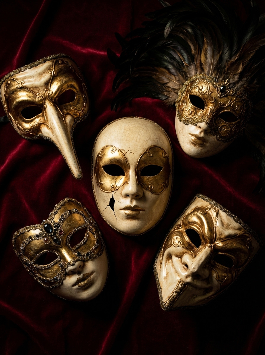 Six shadowy figures at a dark table — Mafia game scene